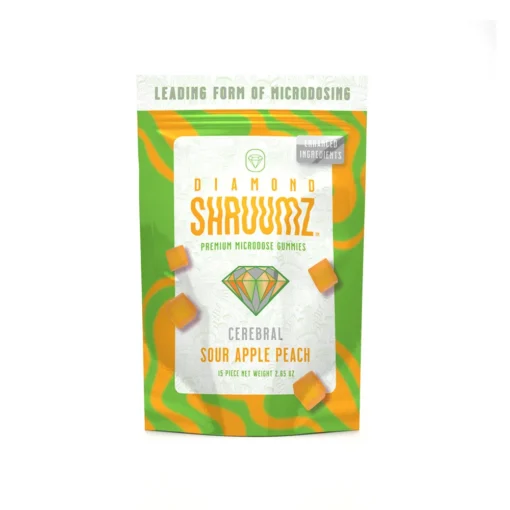 Buy Diamond Shruumz Gummies Sour Apple Peach – Micro Dose 15 pieces
